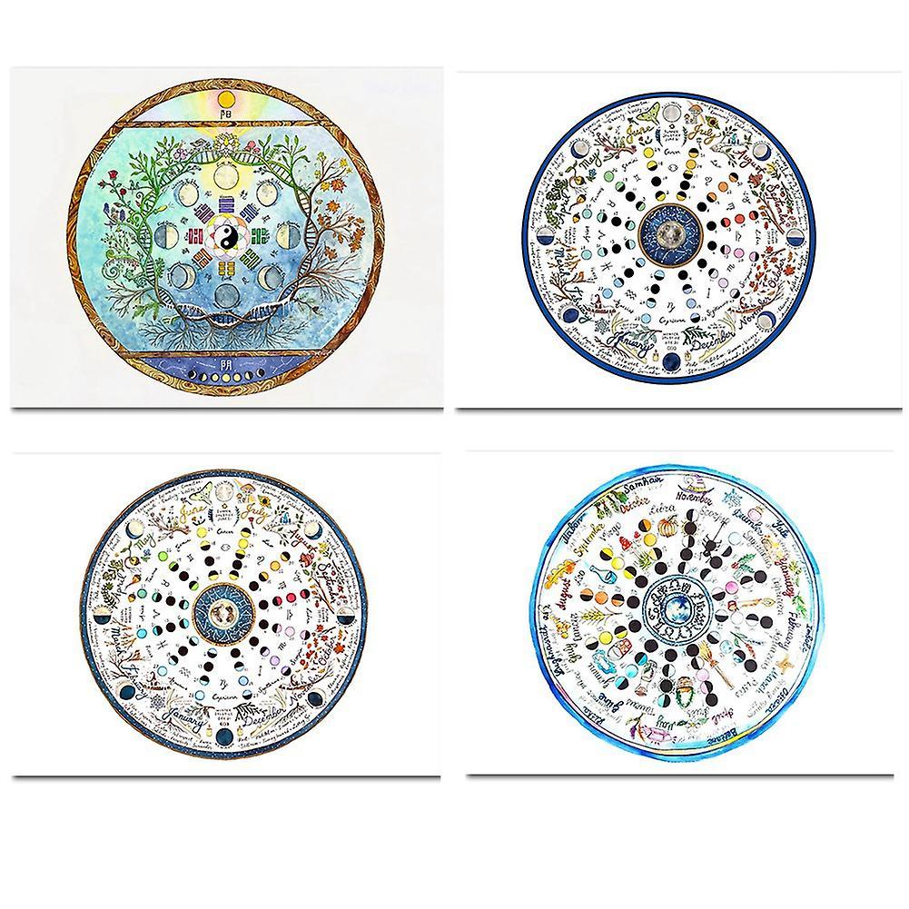 4pcs Painting 2022 Lunar Calendar Annual Ring Bedroom Decor Picture