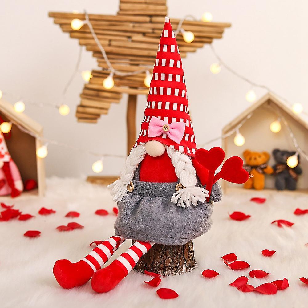 Valentine's Day Couple Sitting Long-legged Doll Window Decor (girl)