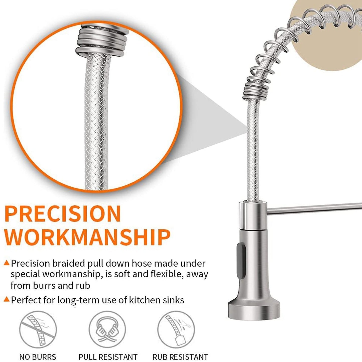 Faucet Low Lead Commercial Solid Brass Single Handle Pull-down