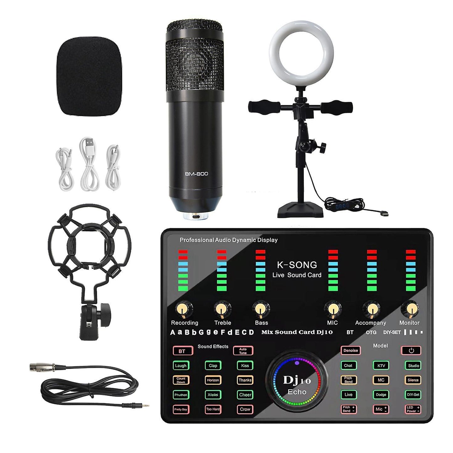 Bm800 Microphone Bluetooth Wireless Karaoke with Live(black)