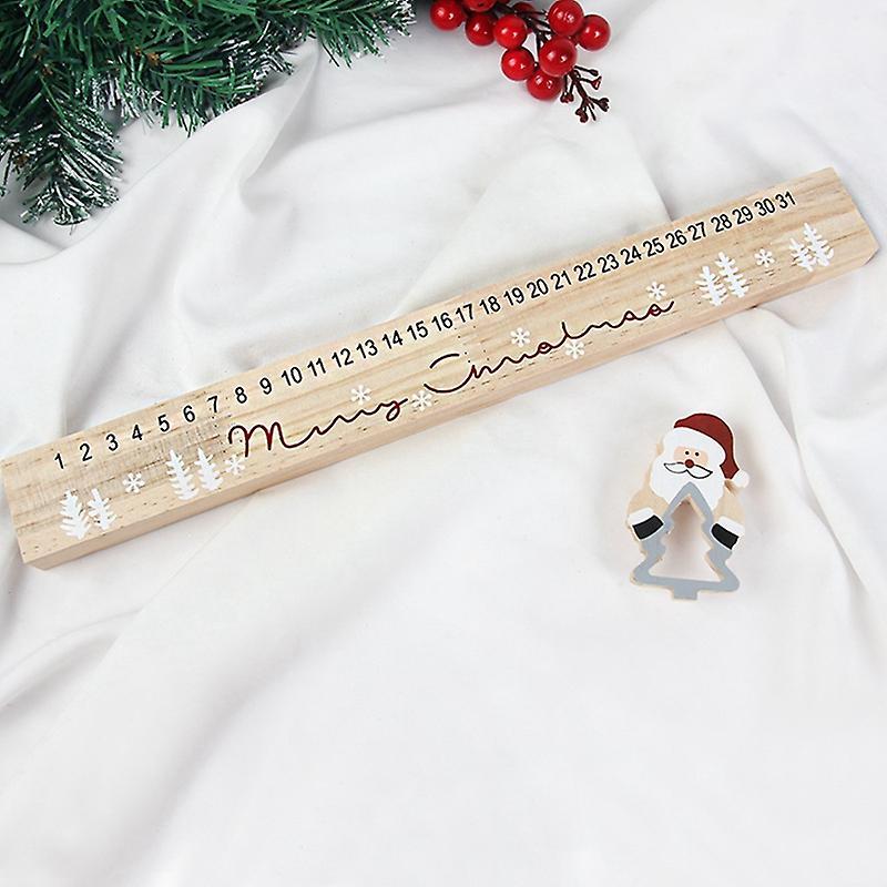 Christmas Calendar Countdown Wooden Santa Claus for Children and Kid