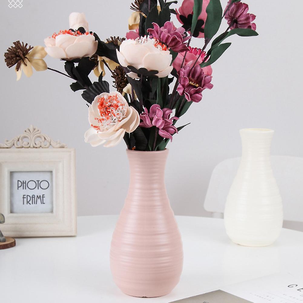 Hip Shape Plastic Material Vase 20cmx10.5cm Imitation Ceramic,white