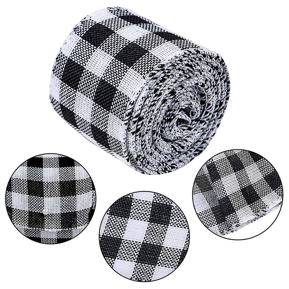 2 Rolls Christmas Ribbon, Christmas Burlap Ribbon Black and White