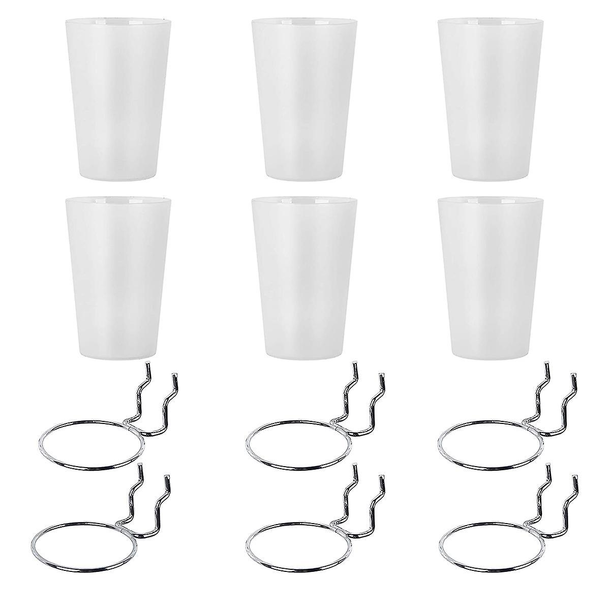 6 Sets Pegboard Bins with Rings Hooks with Pegboard Cups Transparent
