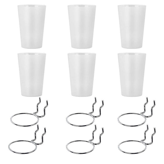 6 Sets Pegboard Bins with Rings Hooks with Pegboard Cups Transparent