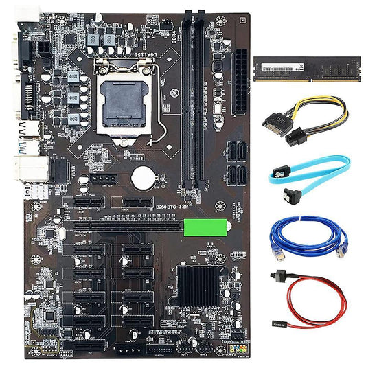 B250 Btc Mining Motherboard Kit 12 Gpu Lga1151 with Ddr4 8gb