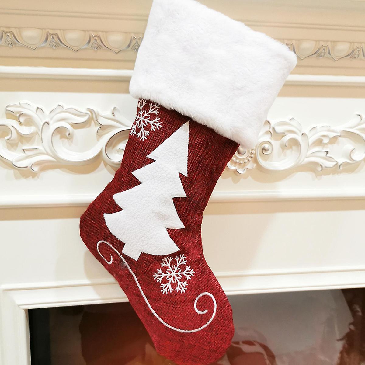 Christmas Socks Gift Bag Kenaf Embroidery Christmas Socks Elk