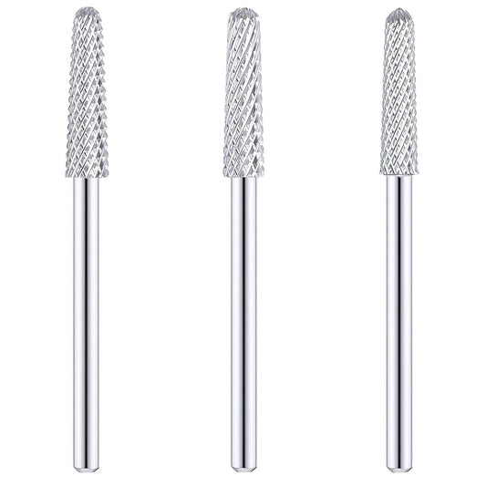 3 Pcs Nail Drill Bits Cone Shape Carbide for Manicure Pedicure Tools