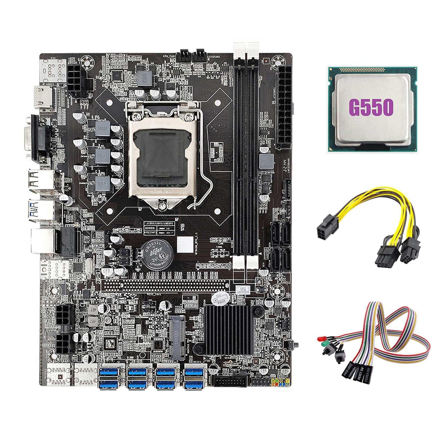 B75 Eth Mining Motherboard 8xpcie to Usb+g550 Cpu+switch