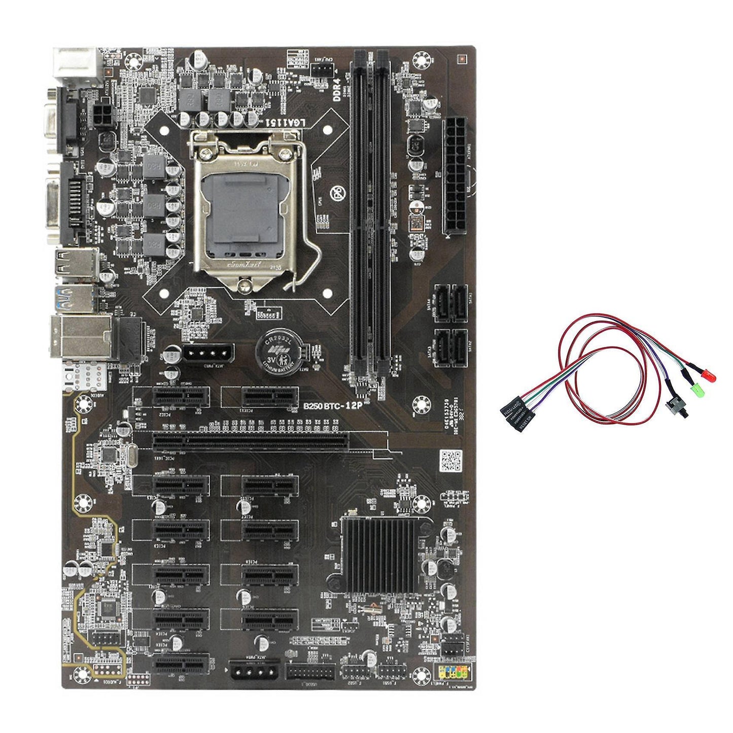 B250 Btc Mining Motherboard with Switch Cable with Light