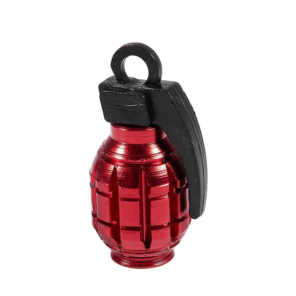 2pcs Grenade Alloy Valve Caps Dust Covers Bike Bicycle (red)