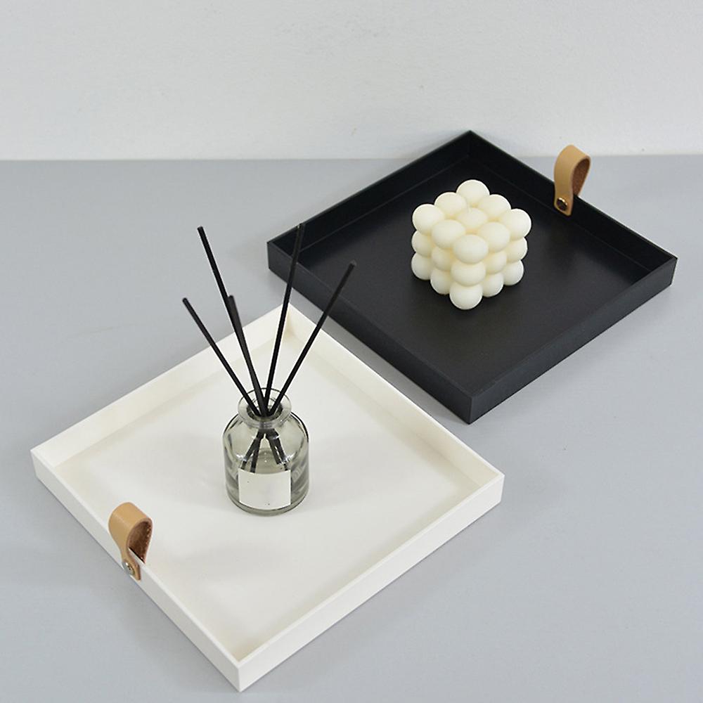 Creative Square Pu Leather Serving Tray Decorative Dish (white)
