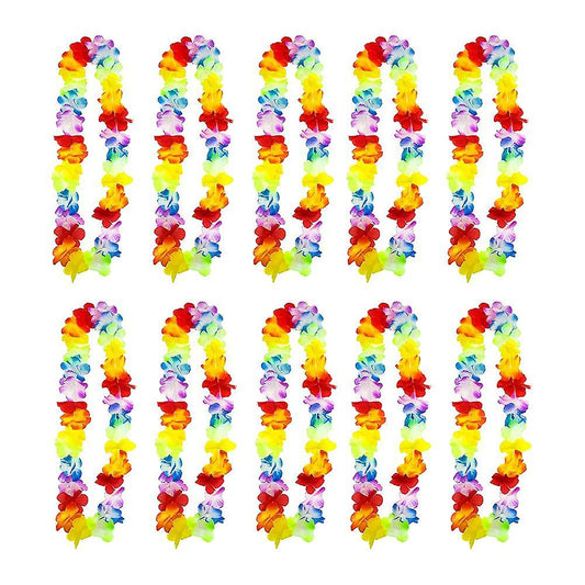 10 Pack Hawaiian Leis Flower Chains Tropical Flower Chain Perfect