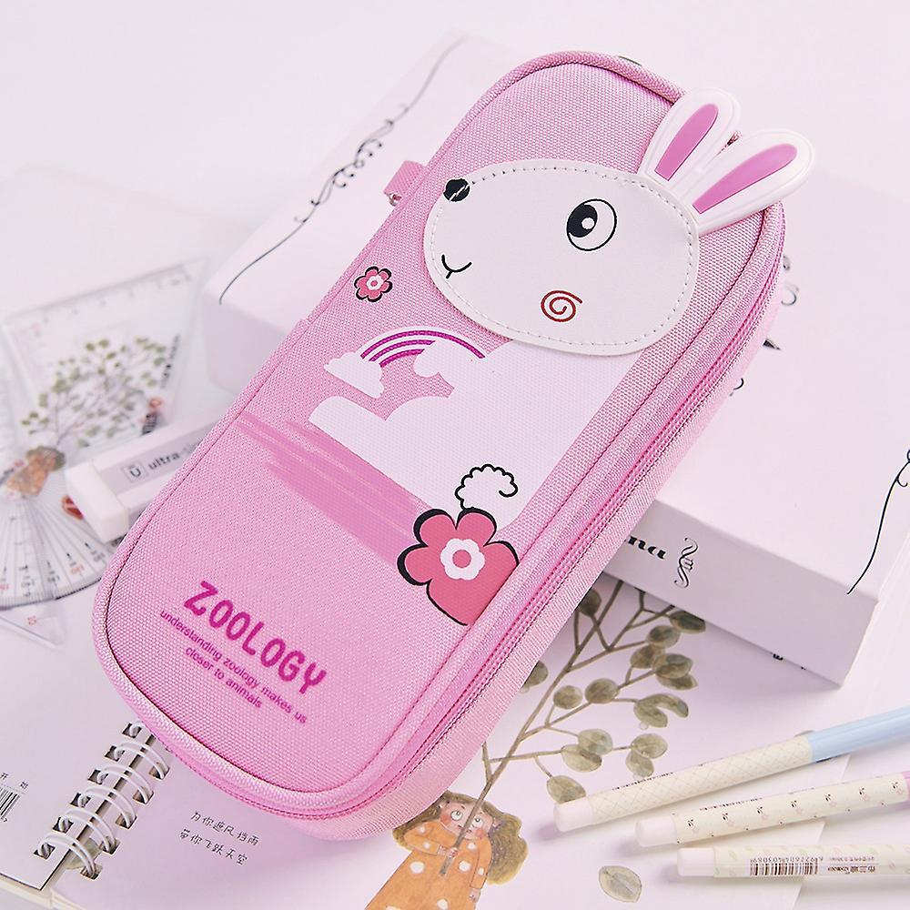 Pencil Case, Large Capacity Pen Case Pencil Bag with Zipper (pink)