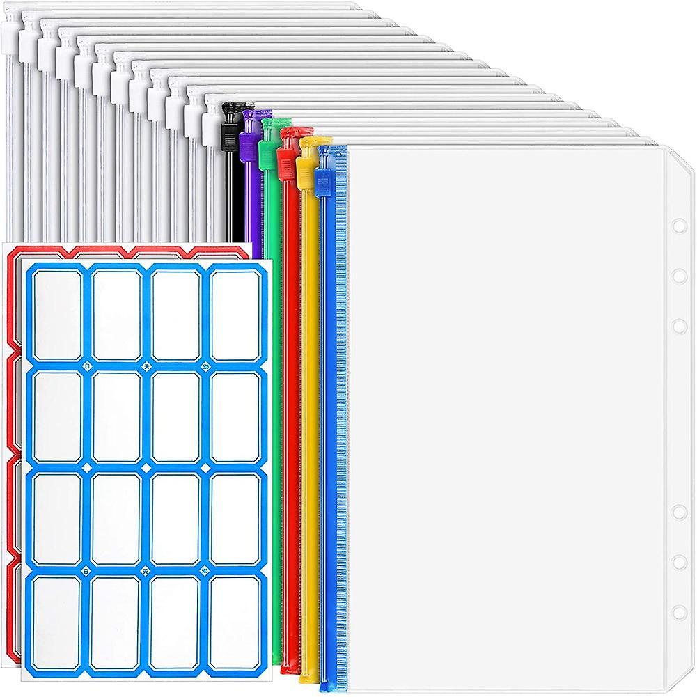 12 Transparent Bags, 6 Zipper , for 6 Binder Cash Budget, Waterproof
