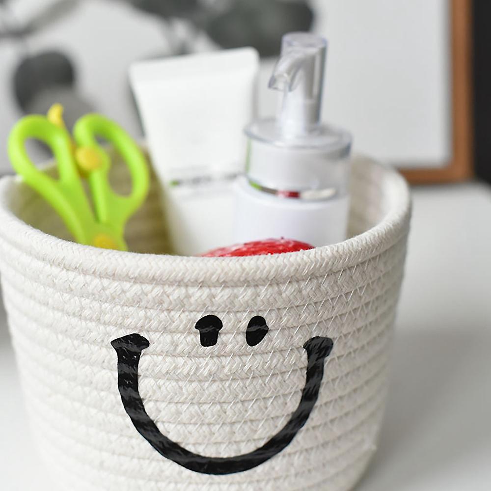 Smile Small Woven Cotton Rope Storage Baskets, Dark Khaki