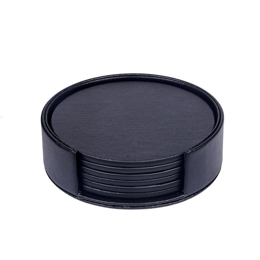 6pcs Pu Leather Marble Coaster Drink Coffee Cup Mat Round -3