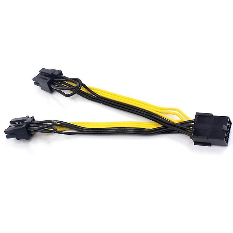 Eps Cpu 8pin to 2-port Pcie Dual Pci-e 6+2pin Y Splitter Cord 20cm