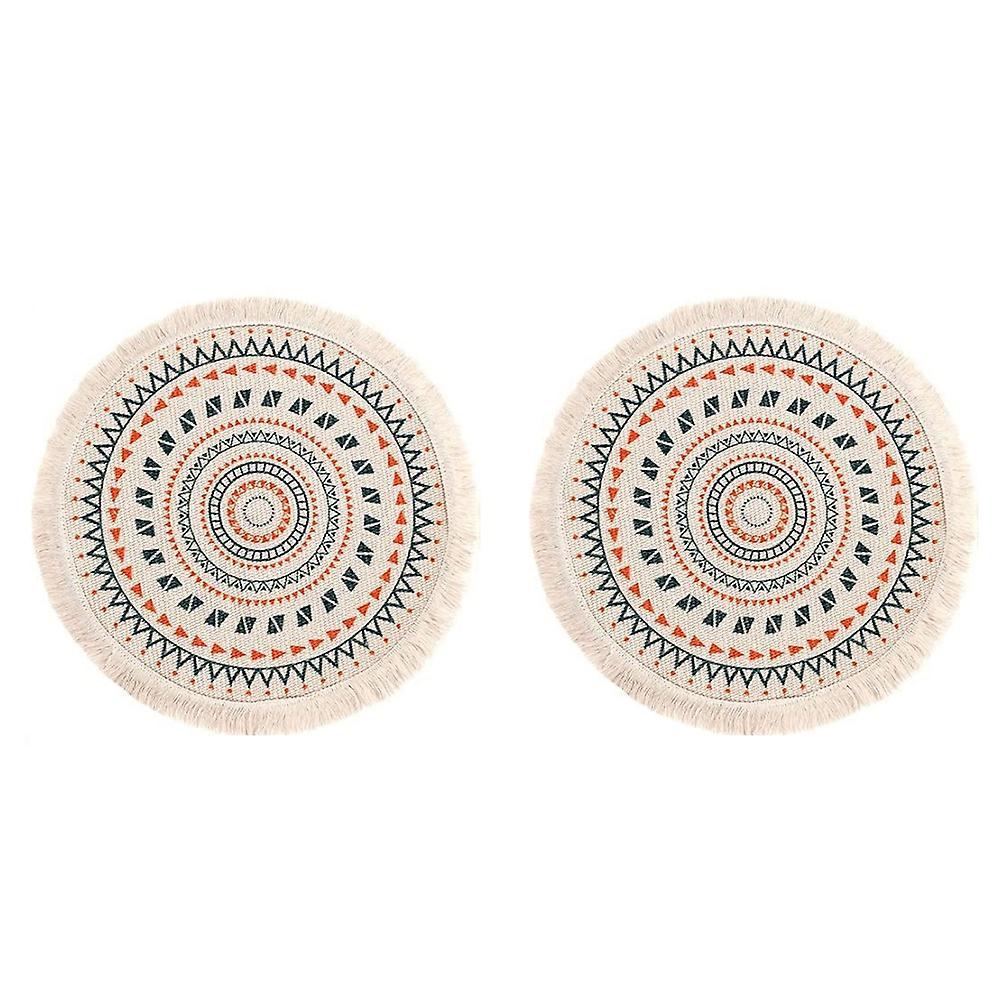 Set Of 2 Breakfast Placemats Round Placemats Non-slip Multicolor