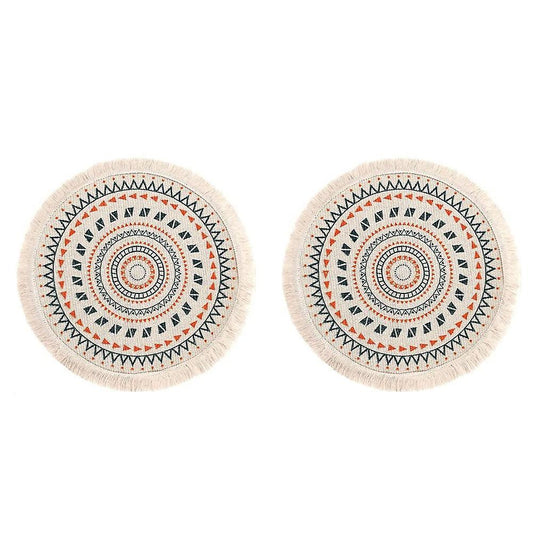 Set Of 2 Breakfast Placemats Round Placemats Non-slip Multicolor