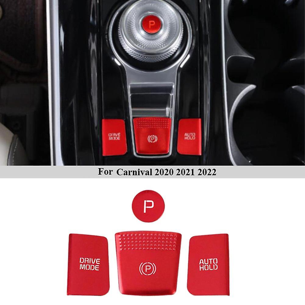 4pcs Car Central Control Gear Button Sticker Cover Trim Panel Red