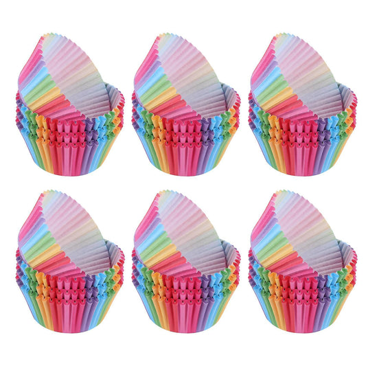 600pcs Cake Paper Cases Rainbow for Dessert Wedding Party Birthday