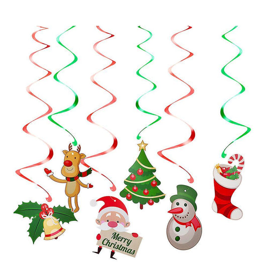 1 Set Christmas Spiral Ceiling Hanging Santa Claus Elk Decoration