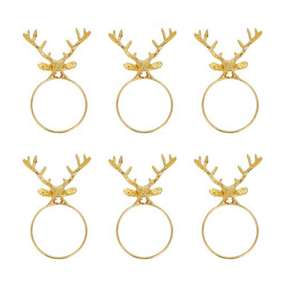6pcs Christmas Deer Napkin Ring Cloth Buckle Metal Napkin Ring