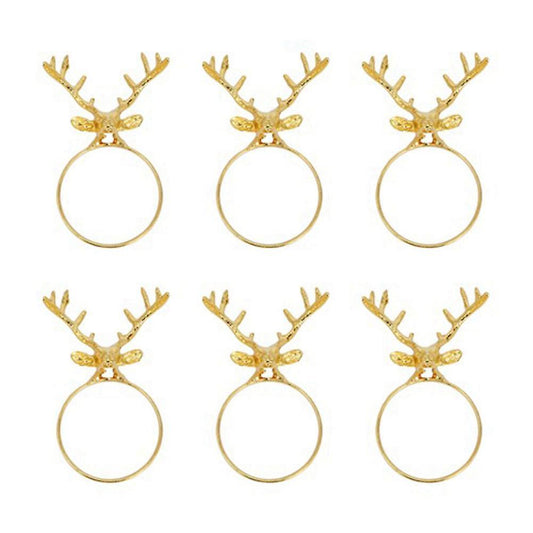 6pcs Christmas Deer Napkin Ring Cloth Buckle Metal Napkin Ring