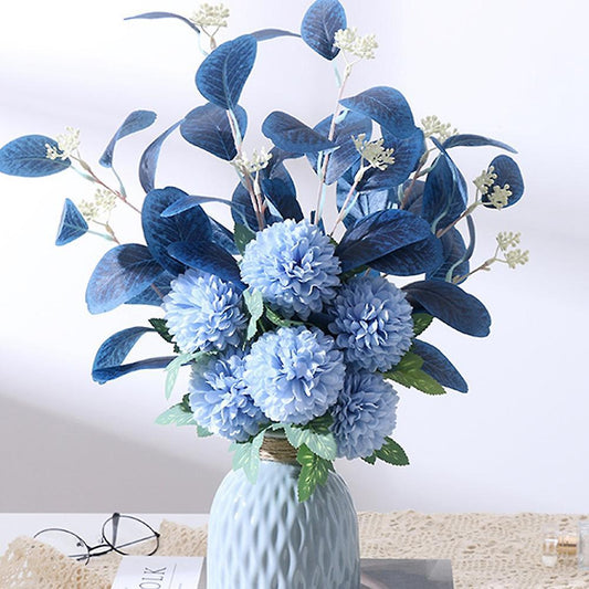 Hydrangea Artificial Flowers Wedding Bouquet Fake Flower(blue White)