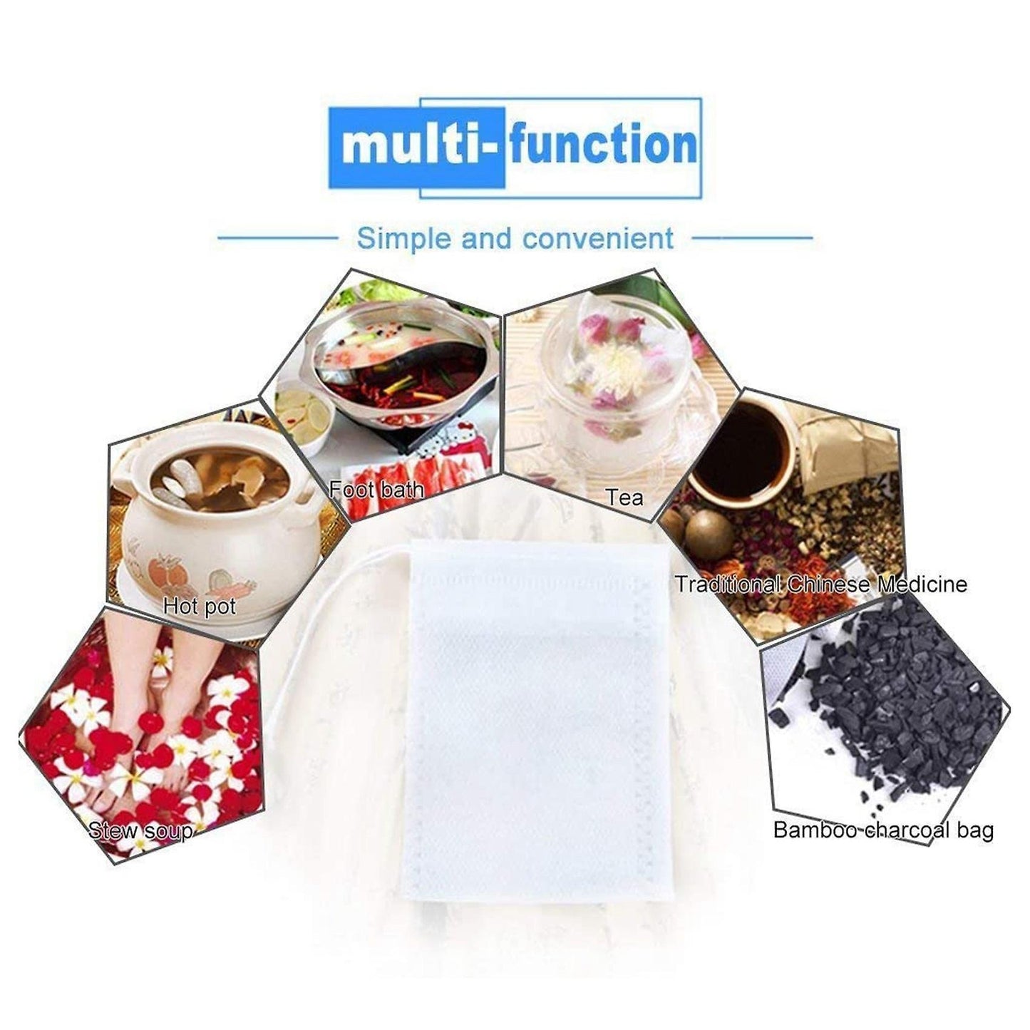 100 Pieces Of Disposable Tea Bag Filter Bag, Sealed with Rope