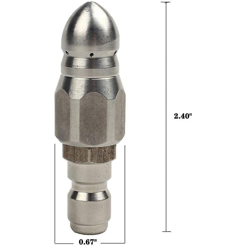 Pressure Washer Sewer Jetter Nozzle with Stainless Steel, ,1/4inch