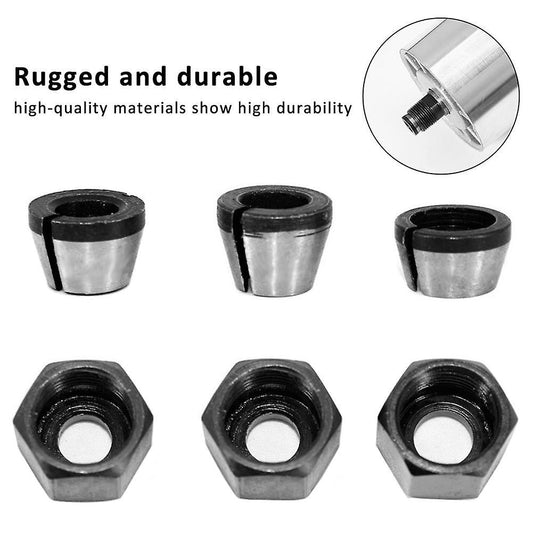 6pcs Router Collet 6/6.35/8mm Chuck Head Adapter for Drill Engraving