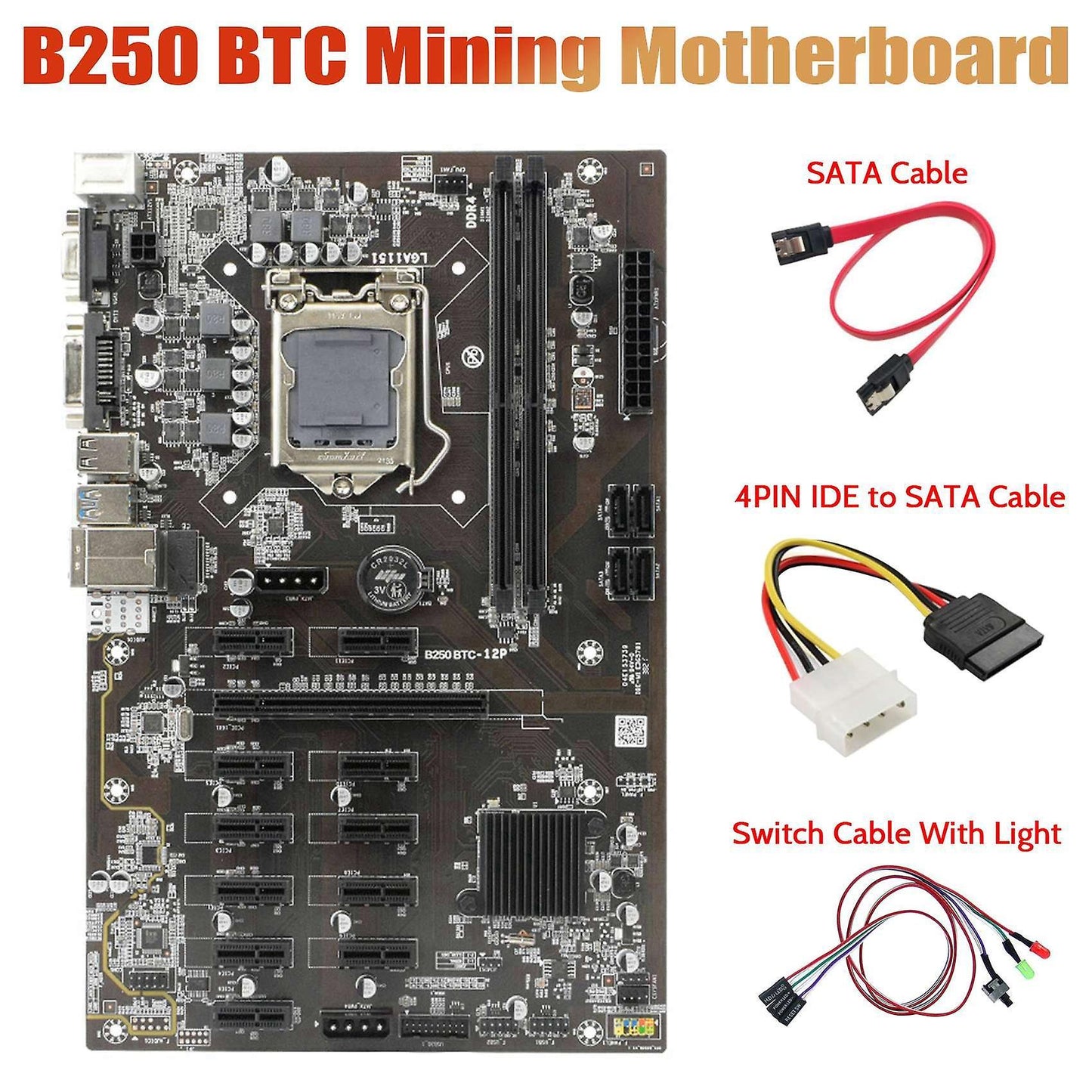 B250 Motherboard with Switch Cable+4pin Ide to Sata Cable+sata Cable