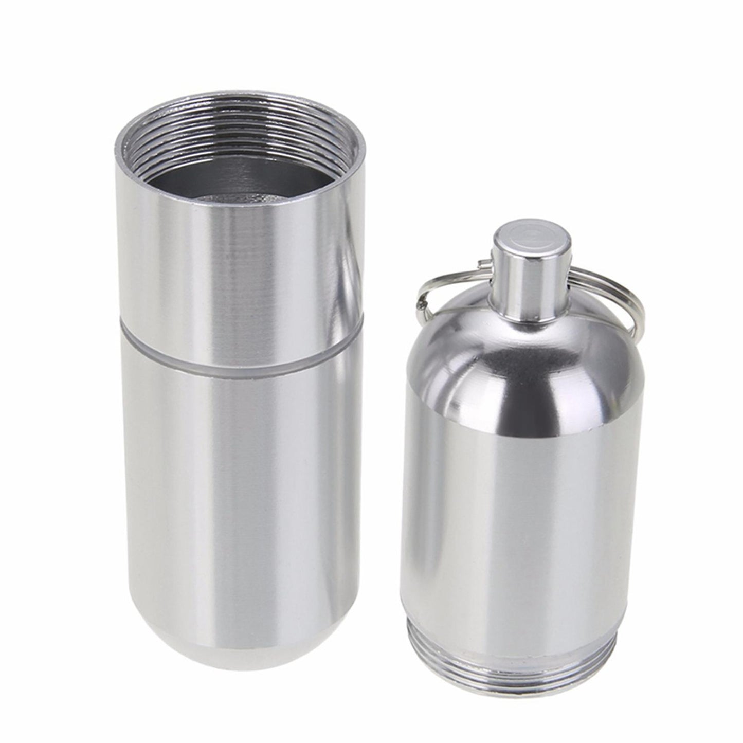 2x Aluminum Alloy Cigarette Holder Capsule Case Waterproof Key Ring