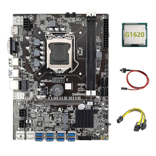 B75 Eth Mining Motherboard 8xpcie to Usb+g1620 Cpu+6pin to Dual 8pin