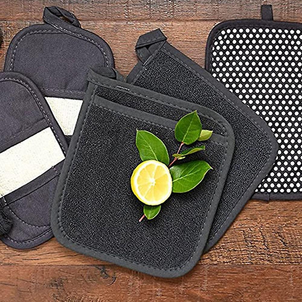 4pcs Pot Mat Cotton Cloth Pot Holders Looped Gloves Terry Pot Red