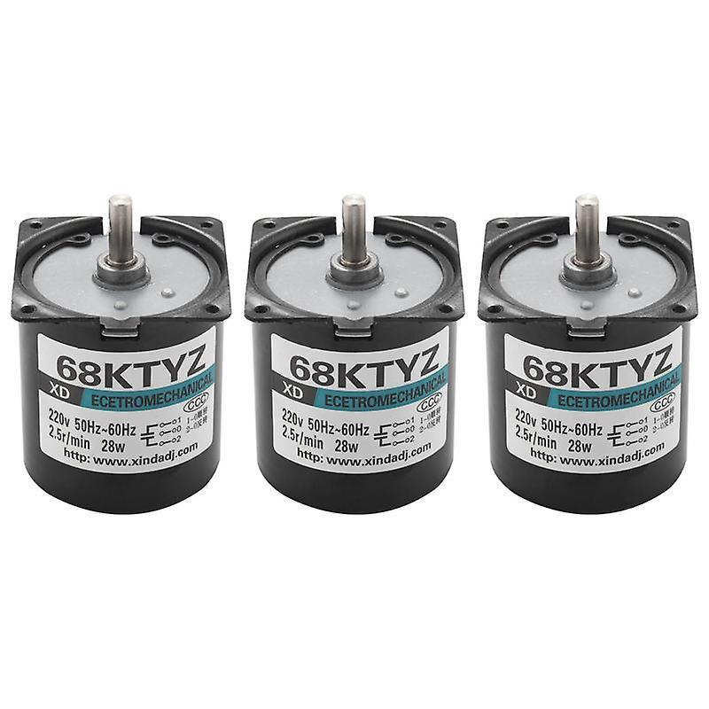 3pcs Ac 220v 28w 2.5r/min Large Torque Permanent Magnet Gear Motor