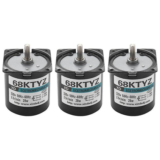 3pcs Ac 220v 28w 2.5r/min Large Torque Permanent Magnet Gear Motor