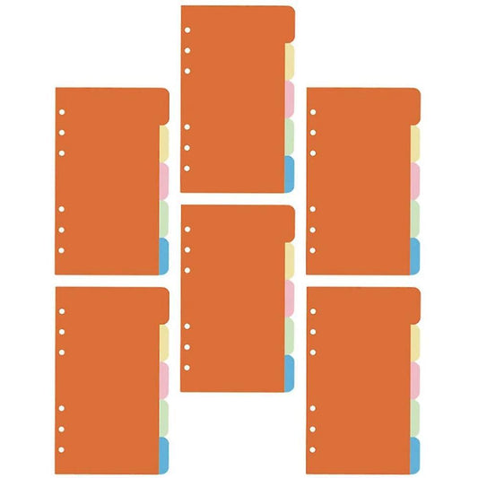 30pcs 6 Ring Binder Dividers A6 Paper Divider Page Indexing Cards