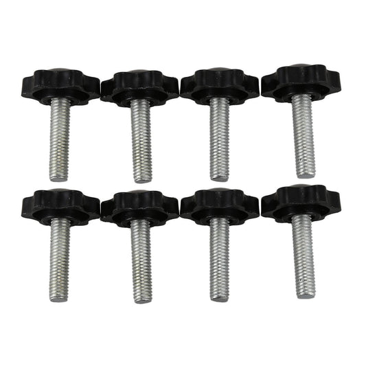 8 Pcs Black Spare Part M8 X 30mm Male Threaded Knurled Grip Star Knob