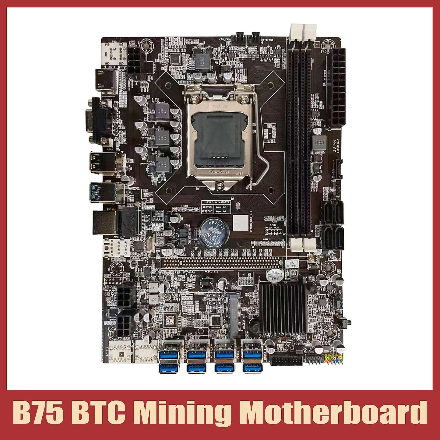 B75 Btc Mining Motherboard Lga1155 8xpcie Usb Adapter Support 2xddr3