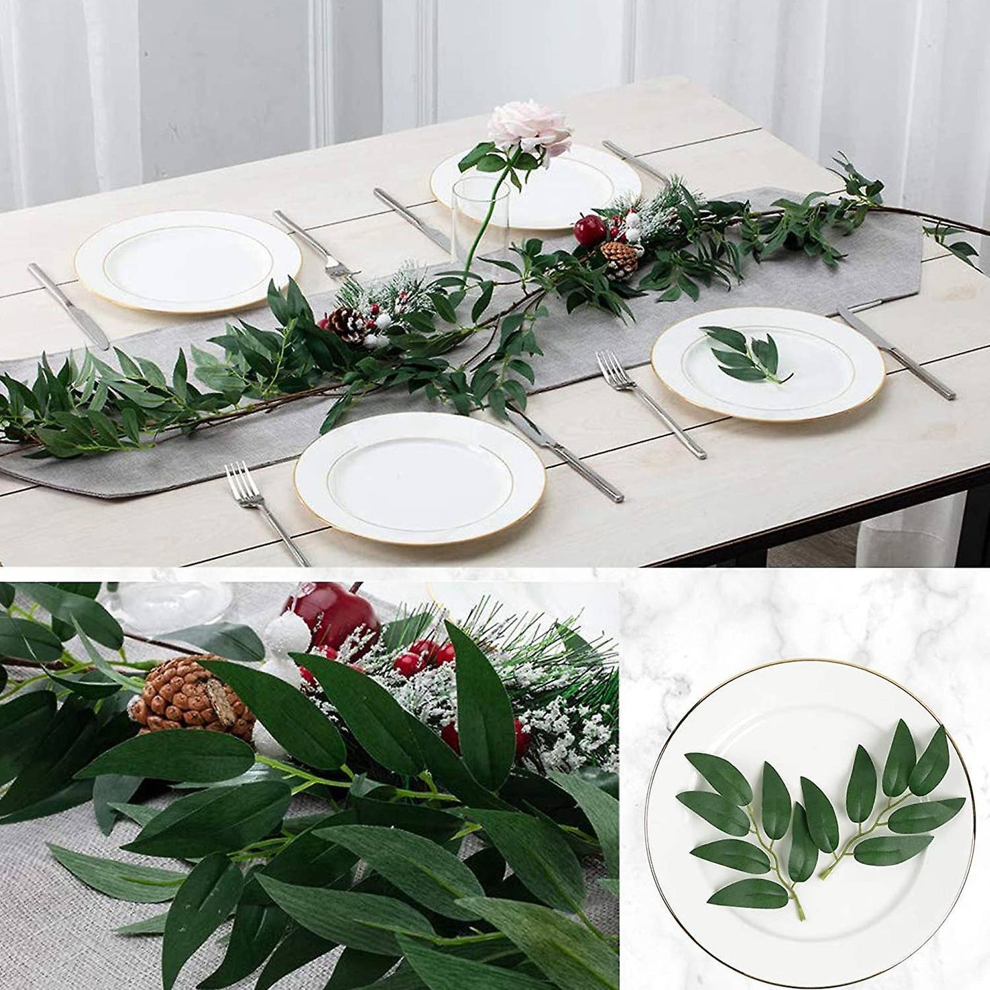 Wedding Willow Leaves for Home Decor Fake Plant Birthday Green