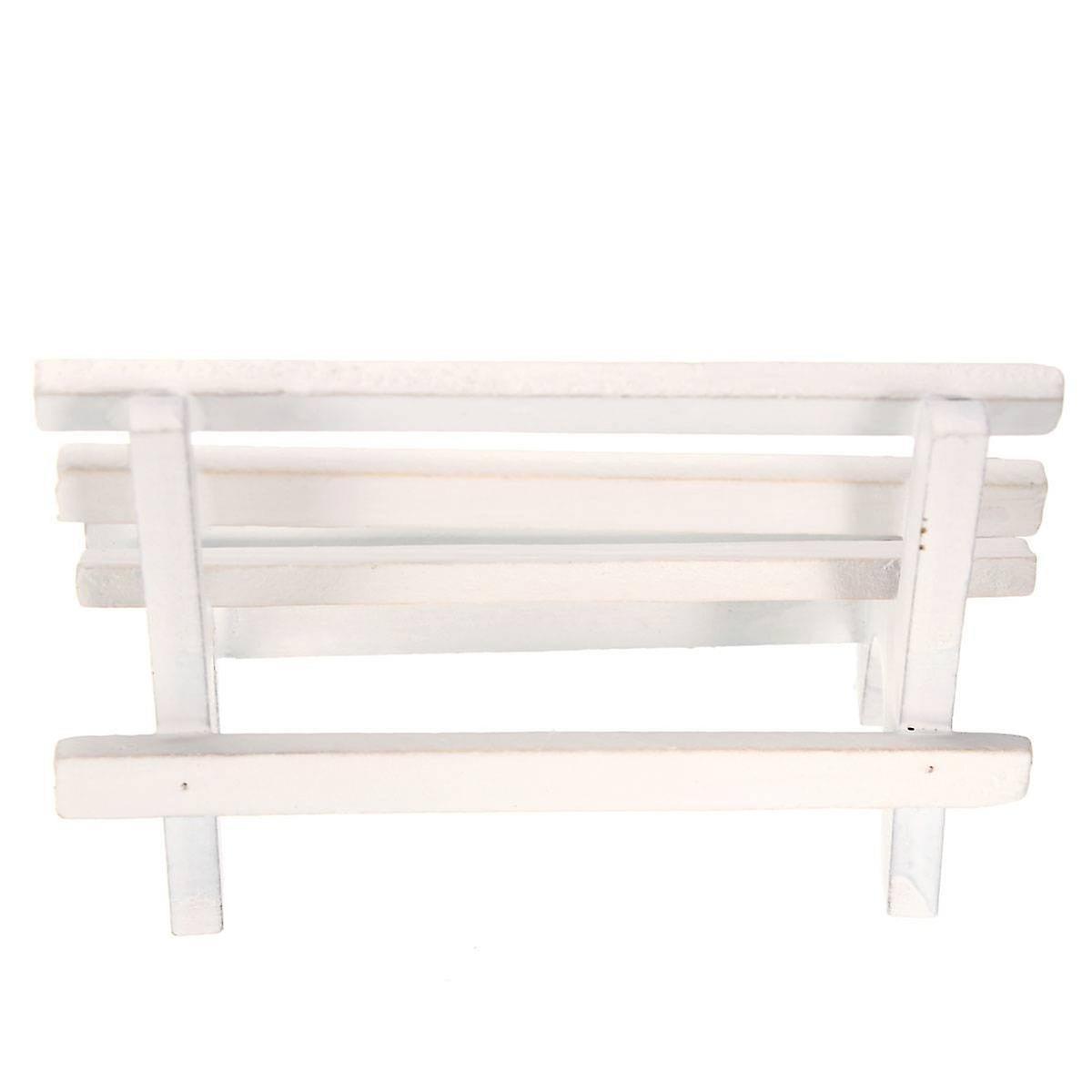 Miniature Landscape Diy Craft Garden Decor Wooden Chair Bench White