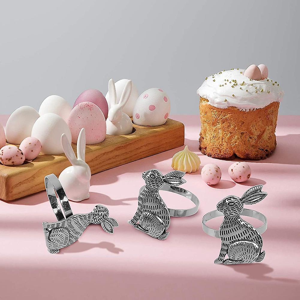 Easter Bunny Napkin Rings Rabbit Napkin Ring Holders Metal Set Of 6
