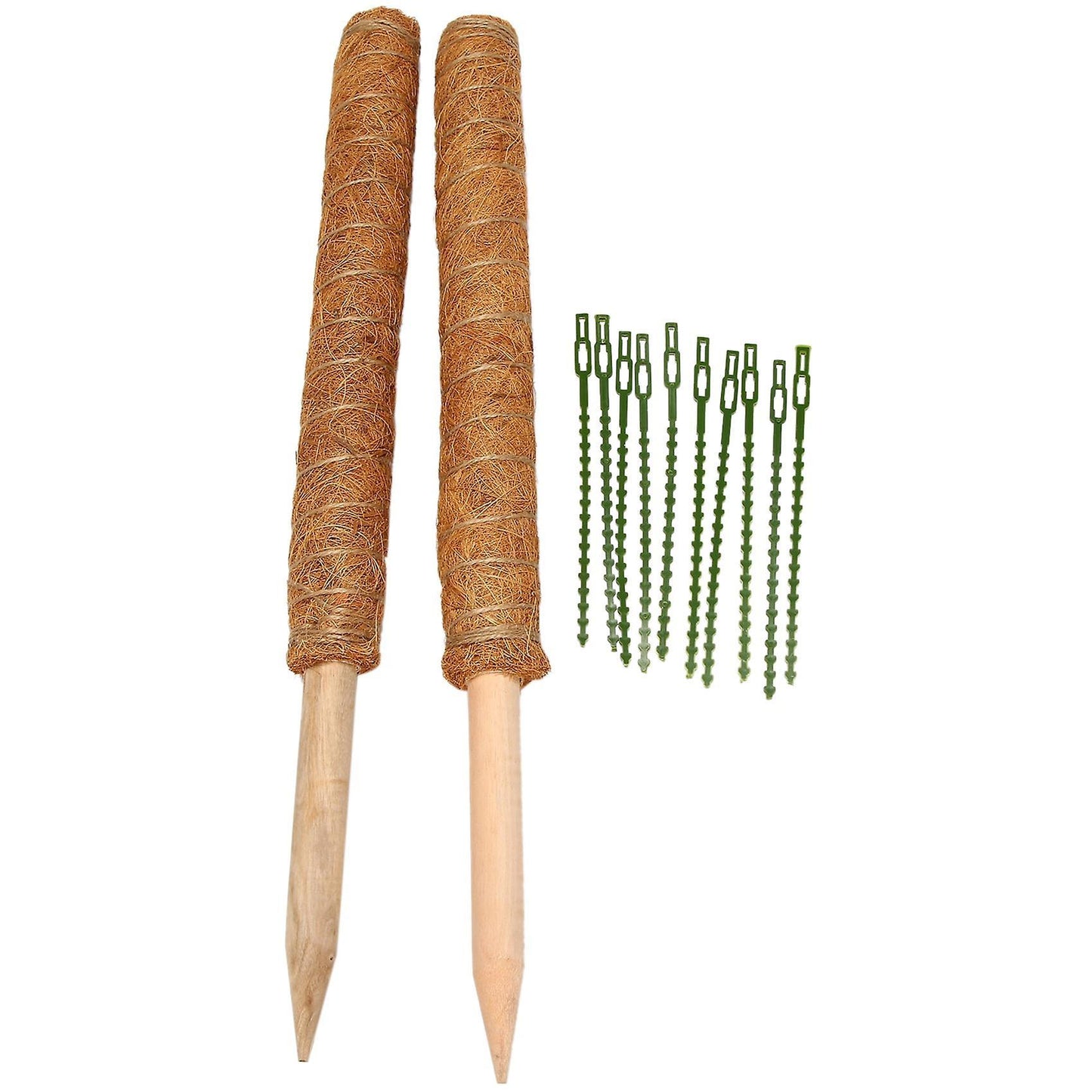 2pcs Coir Totem Pole for Plants Moss Pole with 10 Pieces Ties,40cm