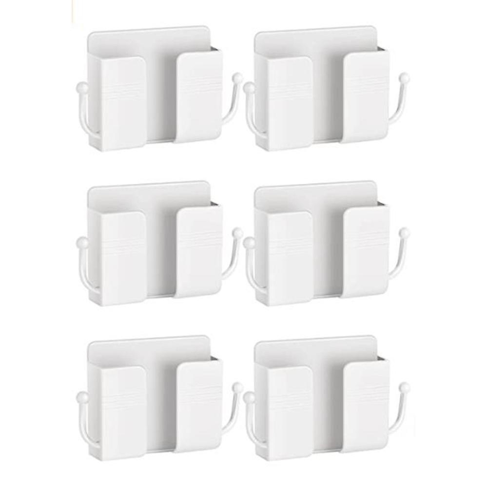 6 Pcs Wall Phone Holder Wall Mount Self-adhesive Cell Phone(white)