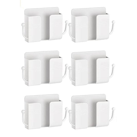 6 Pcs Wall Phone Holder Wall Mount Self-adhesive Cell Phone(white)