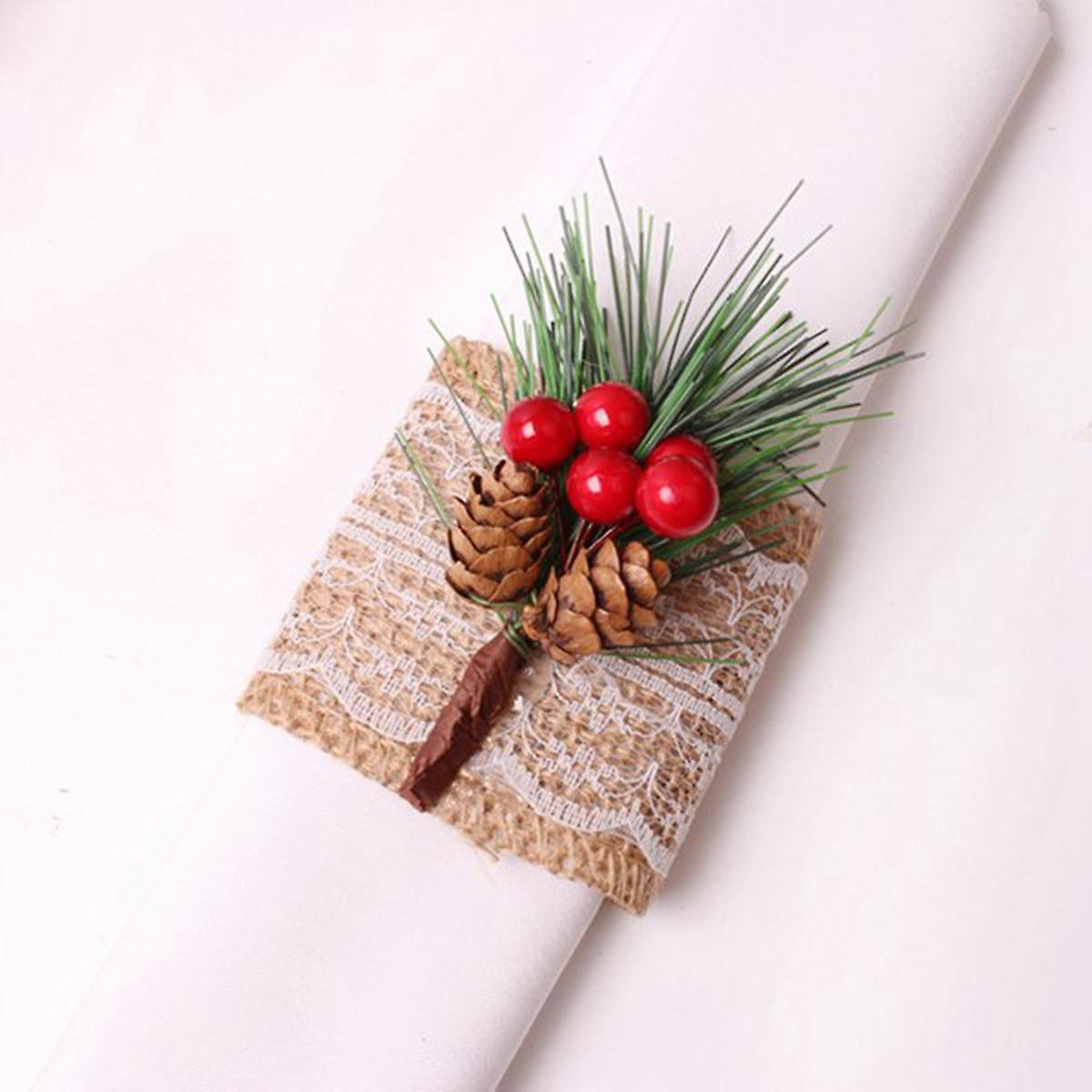 6pcs Christmas Napkin Rings Burlap Napkin Holders,for Wedding