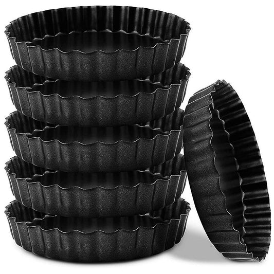 Tart Pan Set Of 6,small Non-stick 4-inch Quiche Pan Removable Bottom